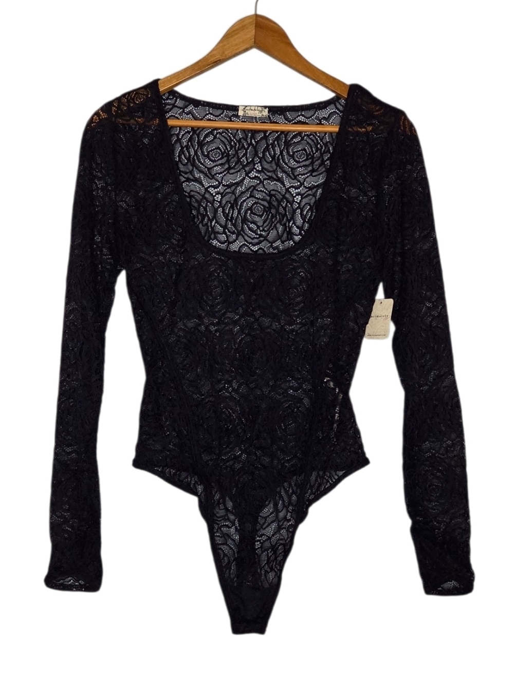 NWT Free People In My Head Navy Lace Scoop Neck Thong Bodysuit Size S - Picture 2 of 8